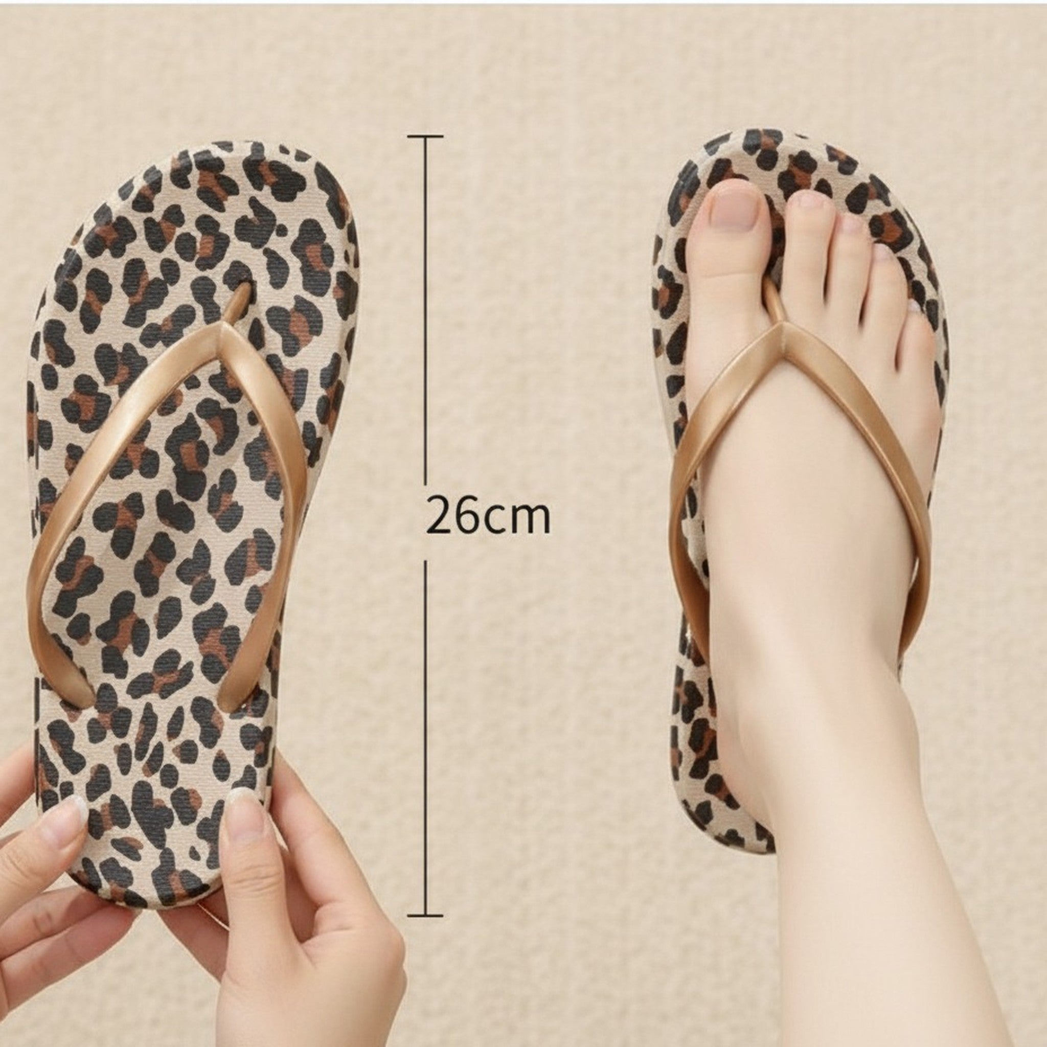 Brown Leopard Print Casual Beach Flip Flops