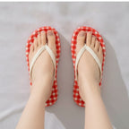 Women's Plaid Gingham Comfort Beach Flip-Flops