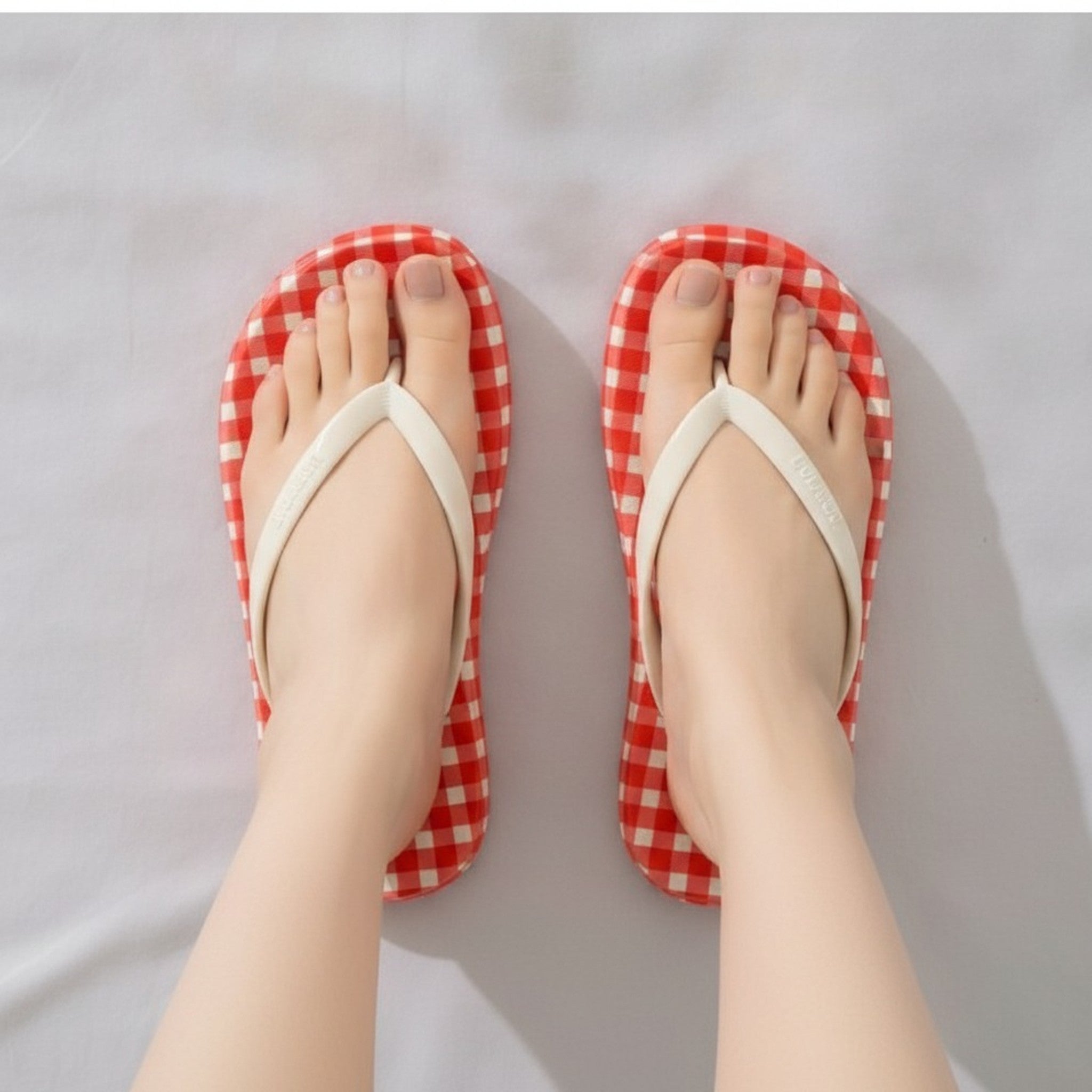 Women's Plaid Gingham Comfort Beach Flip-Flops