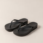 Black Comfortable Platform Thong Sandals for Women
