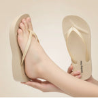 Women's Comfortable Champagne Platform Flip-Flops