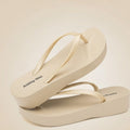 Women's Comfortable Champagne Platform Flip-Flops