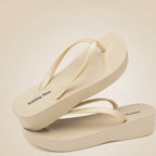 Women's Comfortable Champagne Platform Flip-Flops
