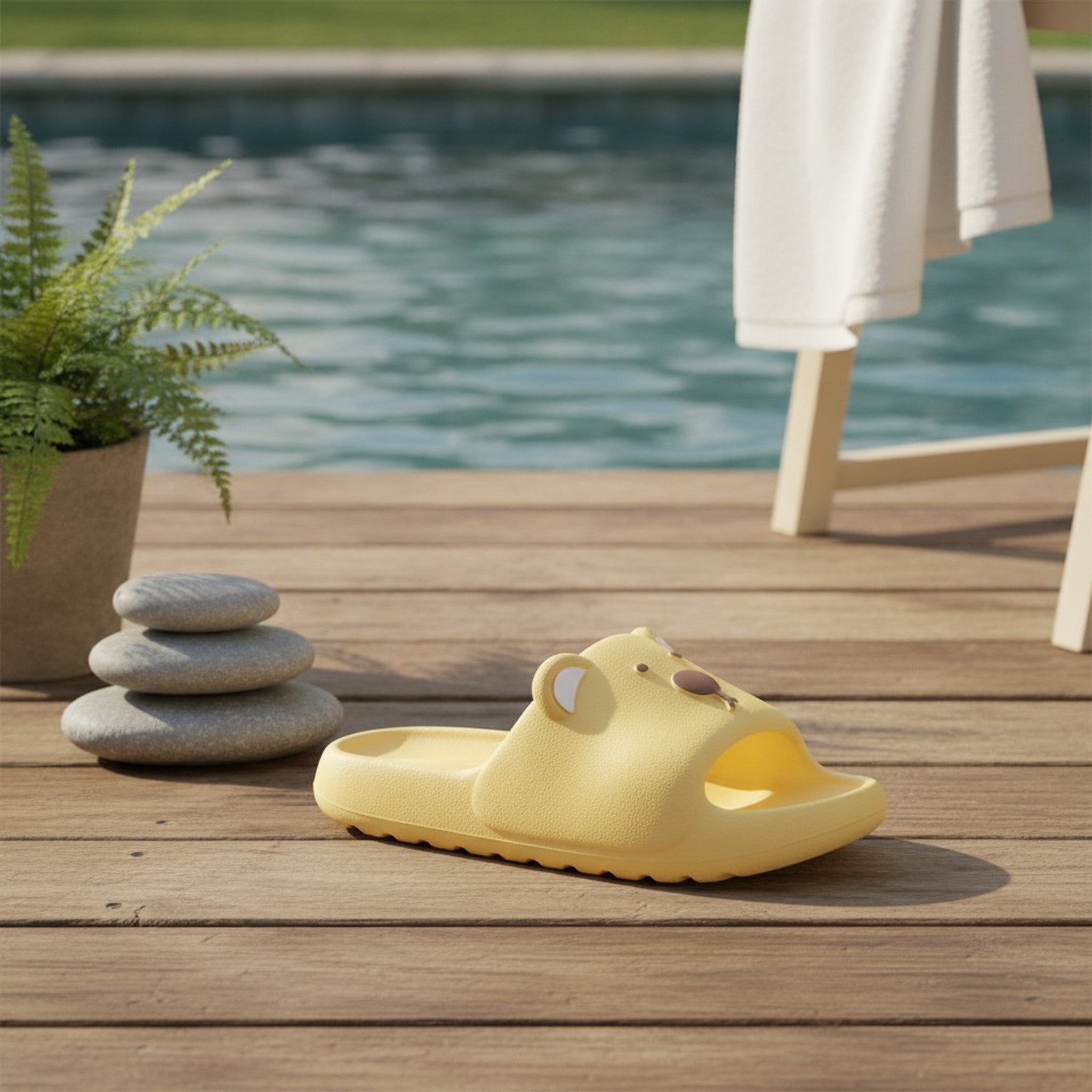 Yellow Cartoon Animal Soft Outdoor Slide Slippers