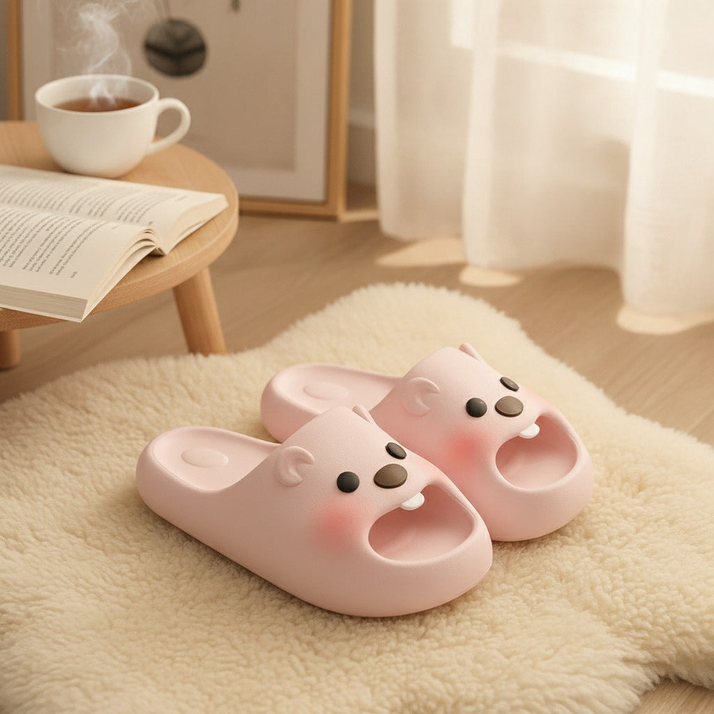 Cute Pink Beaver Lovely Soft Platform Slides