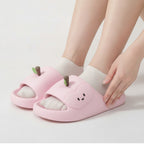 Pink Super Soft Apple Cartoon Home Slippers