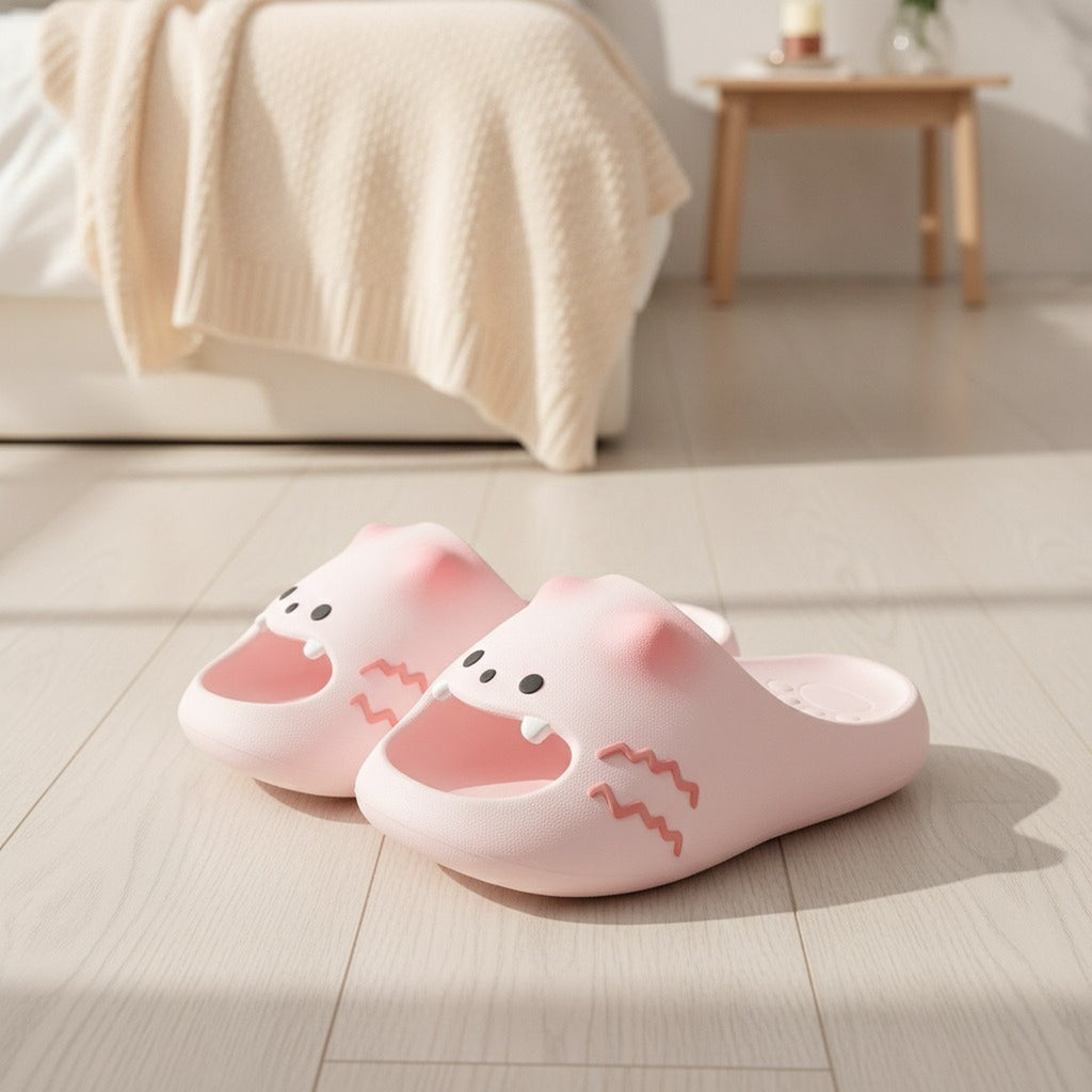 Pink Cute Cartoon Cat Face Comfort Slippers