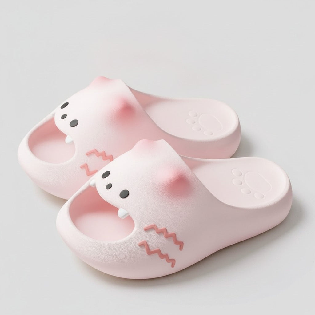 Pink Cute Cartoon Cat Face Comfort Slippers