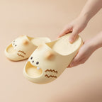 Yellow Cartoon Cat Monster Face Slippers