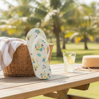 White Floral Pattern Summer Beach Flip Flops