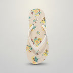 White Floral Pattern Summer Beach Flip Flops