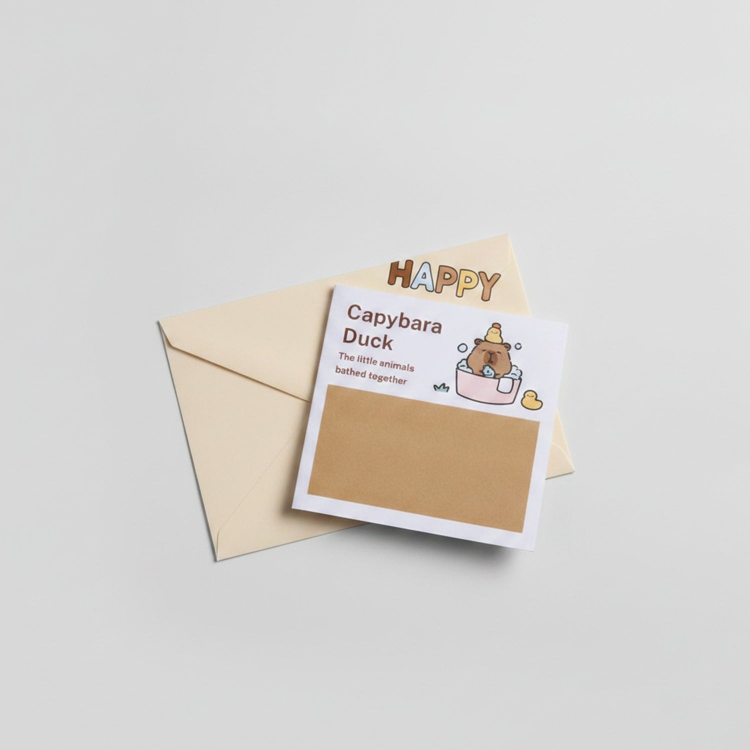 Happy Capybara Duck Greeting Card