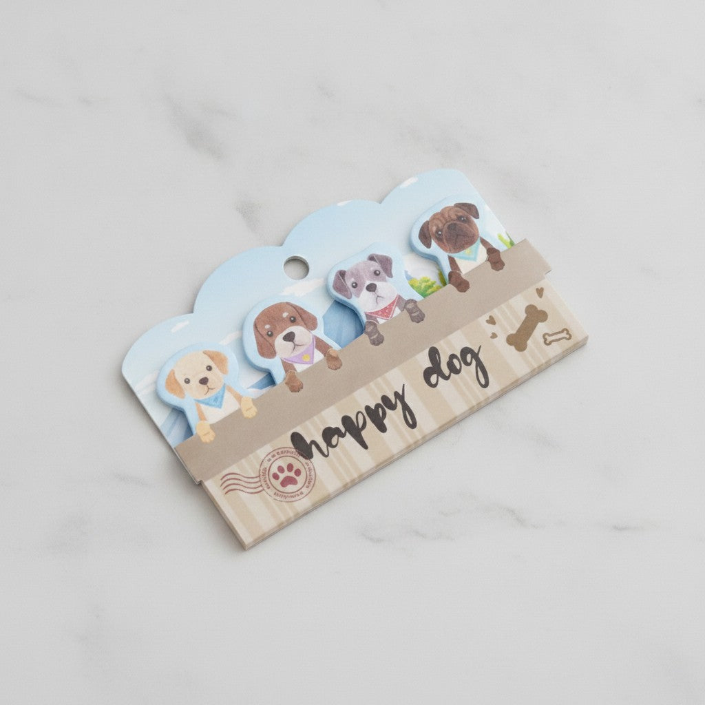 Happy Dog Wooden Keychain Charm Tag