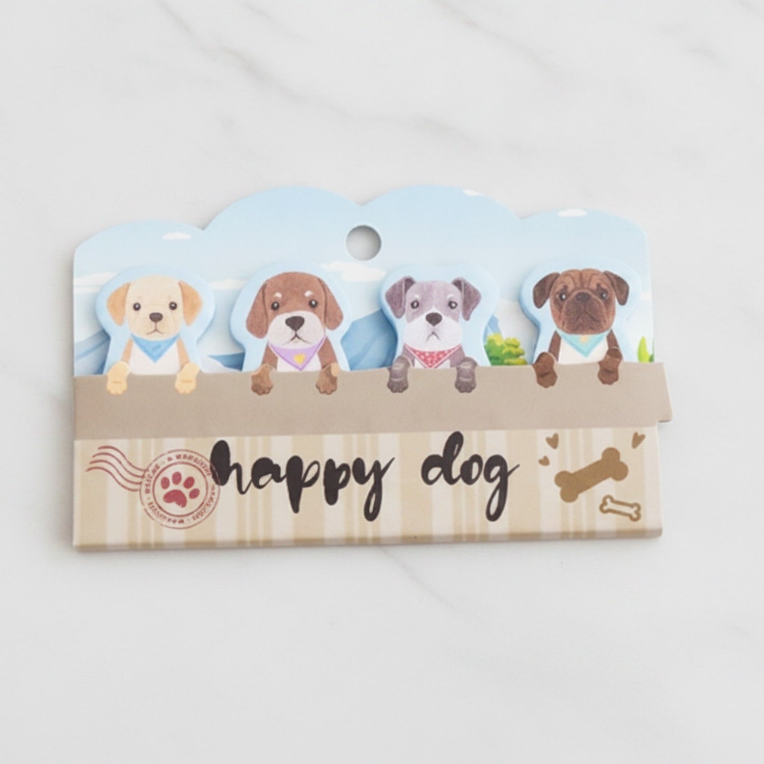 Happy Dog Wooden Keychain Charm Tag