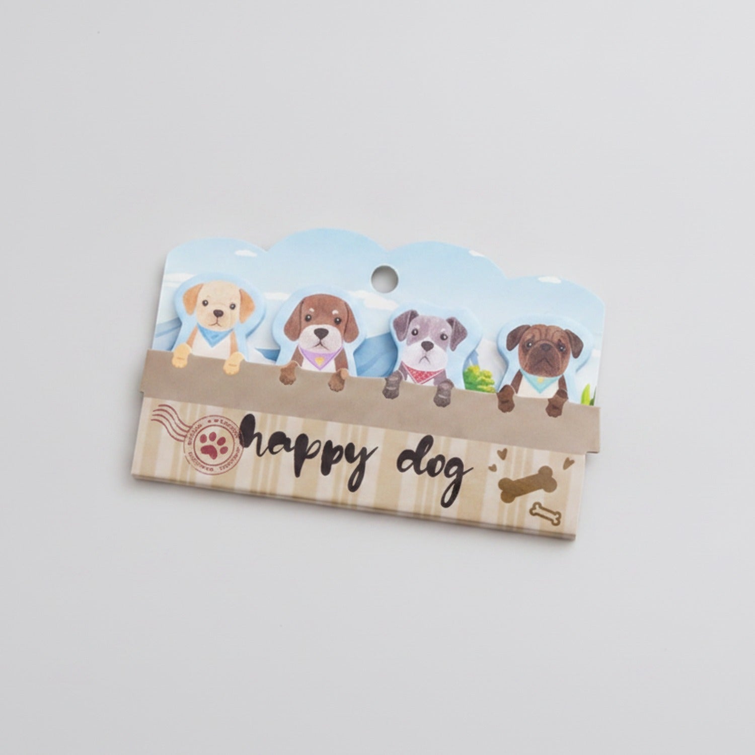 Happy Dog Wooden Keychain Charm Tag
