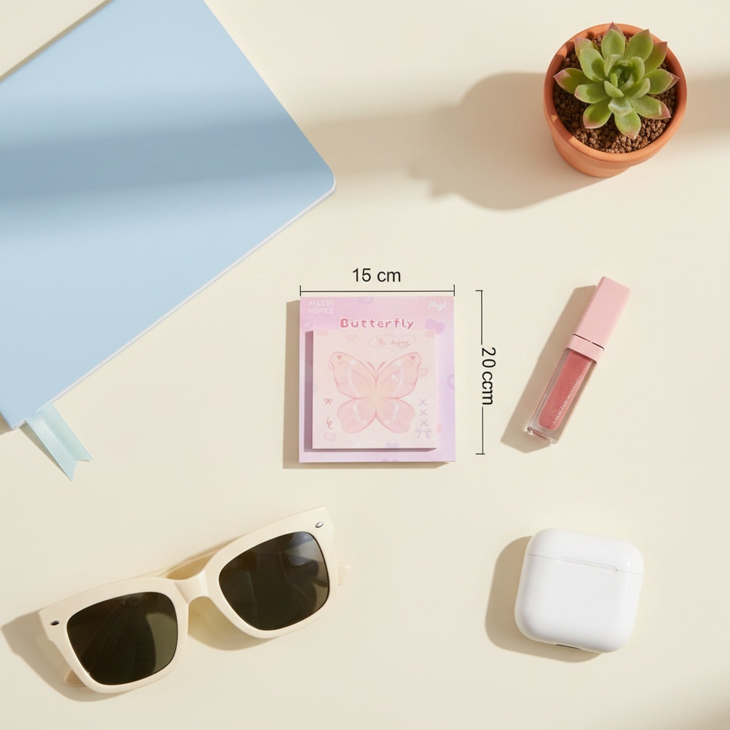 Butterfly Pink Sticky Notes Pad