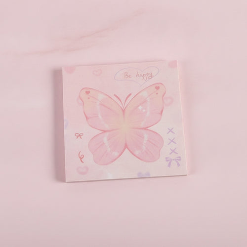 Butterfly Pink Sticky Notes Pad – stationery (view 2)