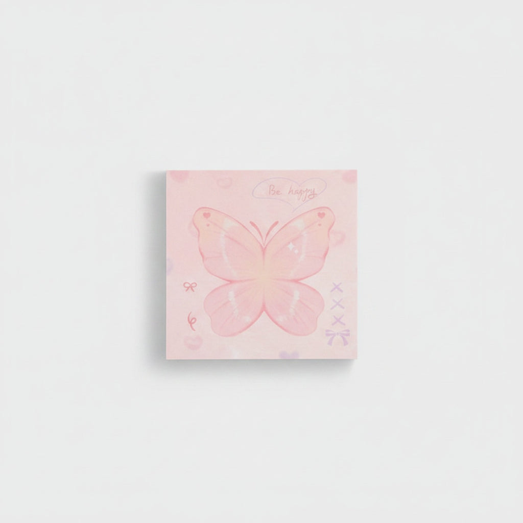 Butterfly Pink Sticky Notes Pad – stationery (view 1)