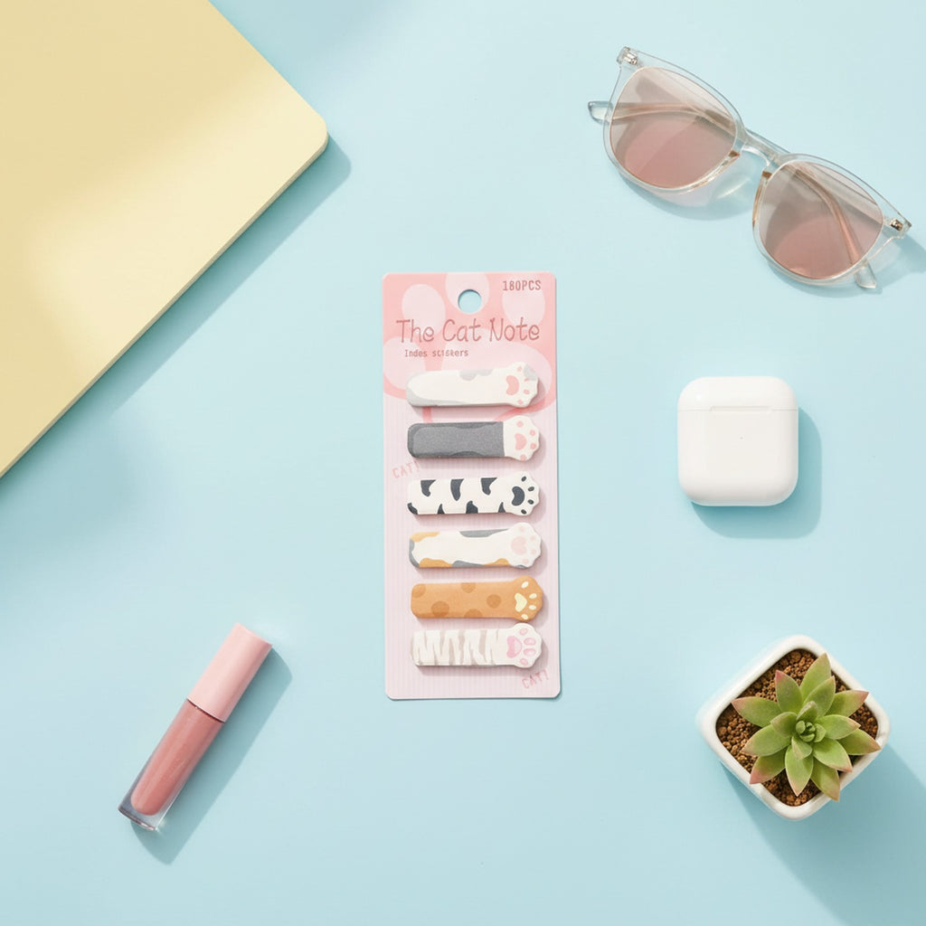 Cat Paw Index Stickers Pink Sticky Notes