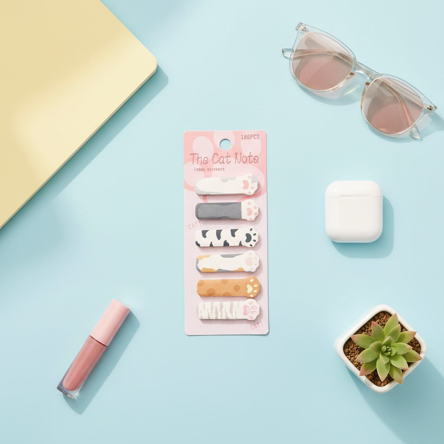 Cat Paw Index Stickers Pink Sticky Notes