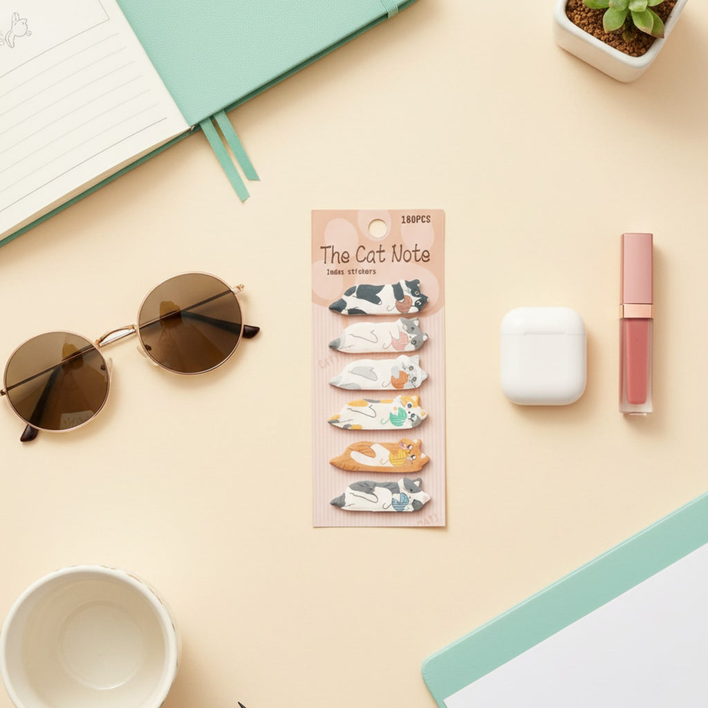 Cat-Shaped Index Stickers Sticky Notes Set