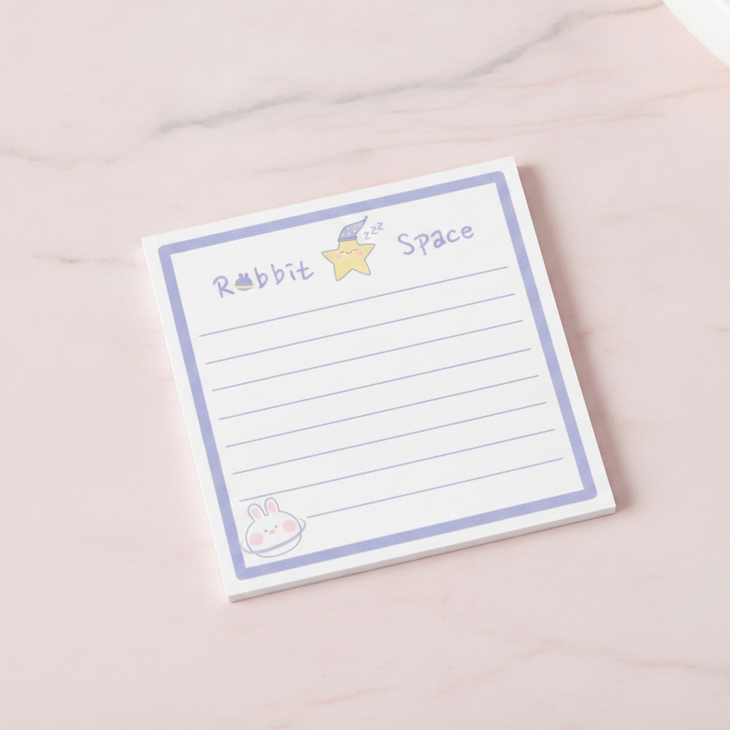 Rabbit Space Sticky Notes With Star Charm – stationery (view 2)