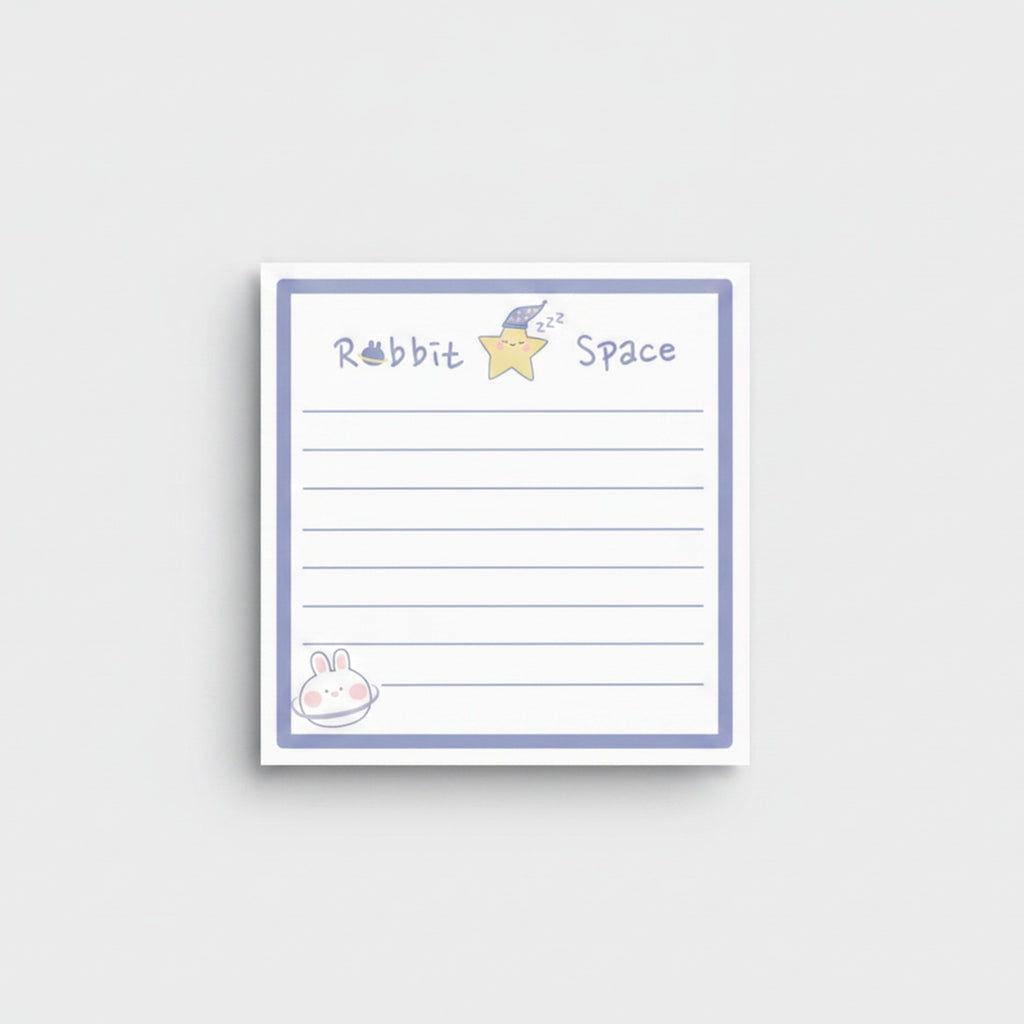 Rabbit Space Sticky Notes With Star Charm – stationery (view 1)