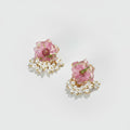 Daisy Natural Dried Flower S925 Silver Needle Earrings - Pink – jewelry (view 1)