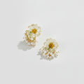 Daisy Natural Dried Flower S925 Silver Needle Earrings - White – jewelry (view 1)