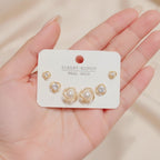 Elegant Gold Plated Pearl & Crystal Stud Earrings Set – jewelry (view 3)