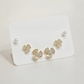 Cubic Zirconia Flower And Pearl Stud Earrings Set – jewelry (view 1)