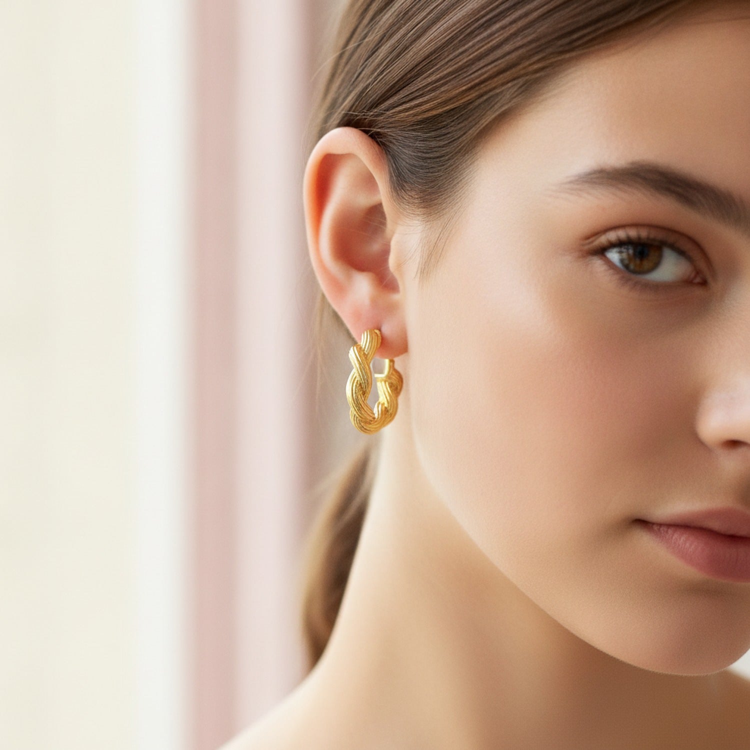 Twisted Gold Hoop Earrings