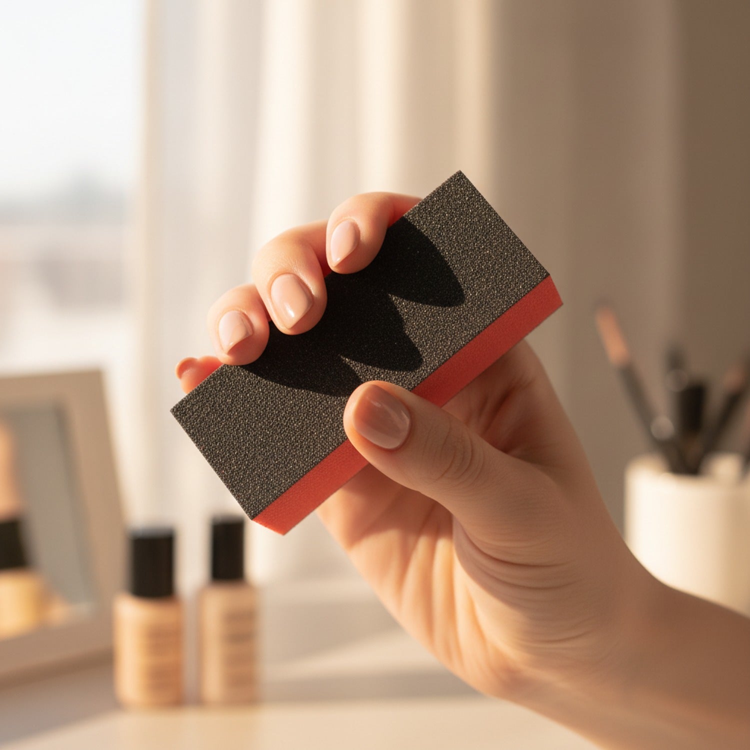 Coral Dual-Texture Nail Buffer Block