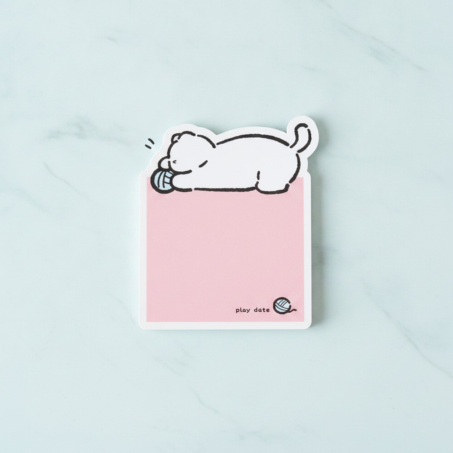 Playful Cat Pink Sticky Note Pad