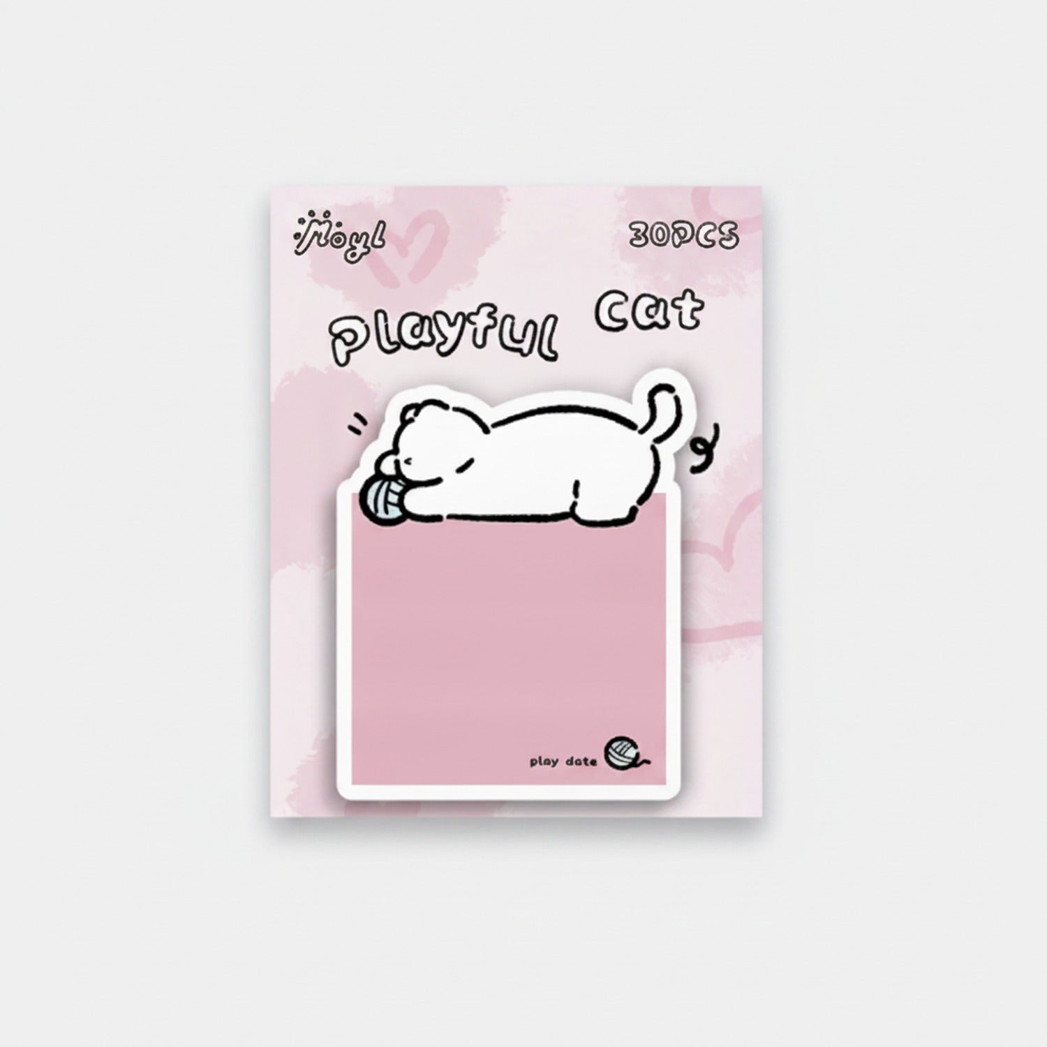 Playful Cat Pink Sticky Note Pad