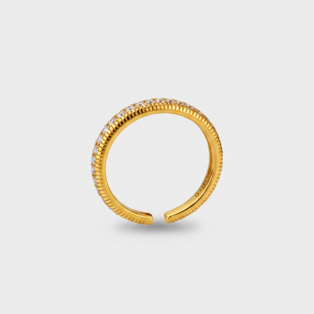 Gold Rhinestone Open Cuff Ring