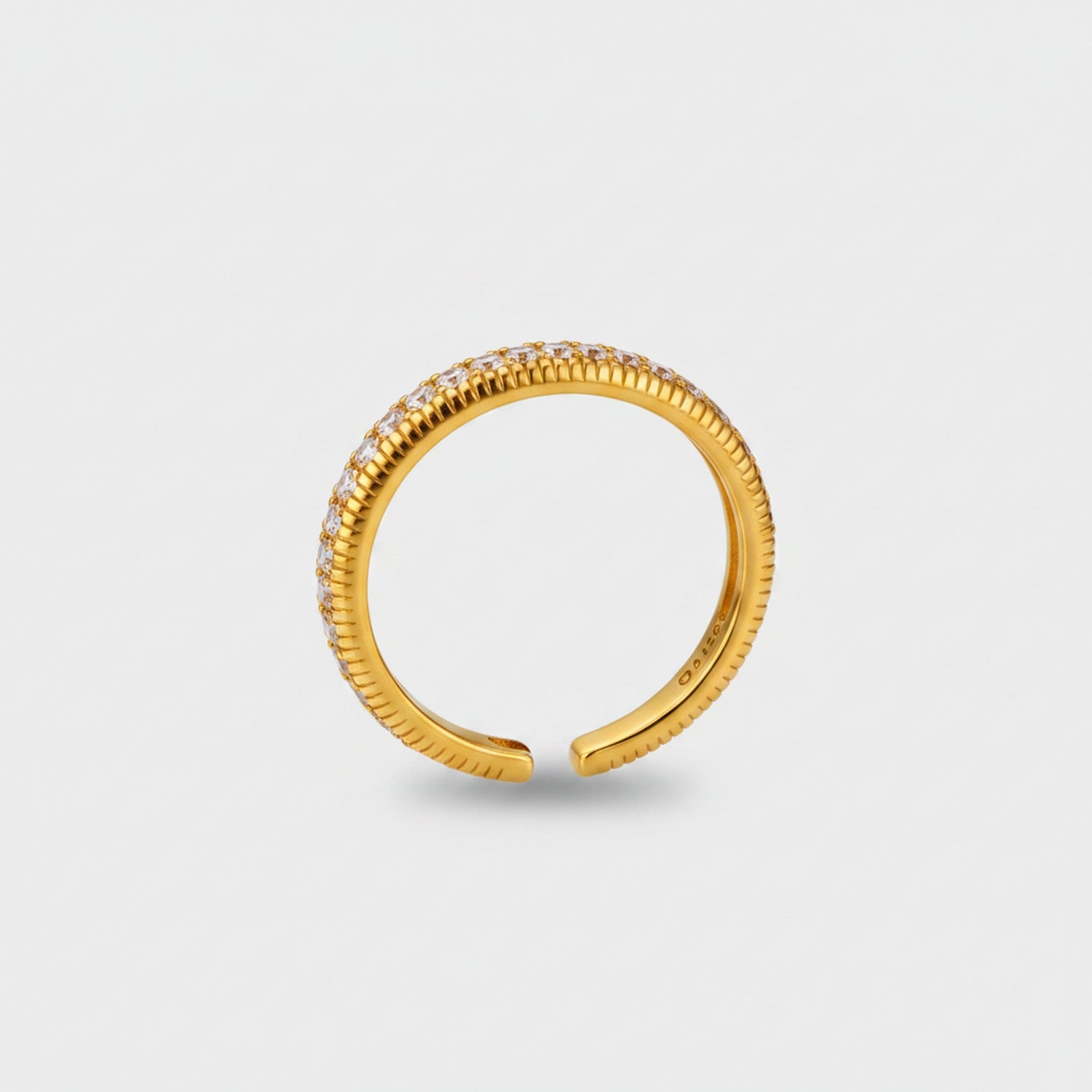 Gold Rhinestone Open Cuff Ring