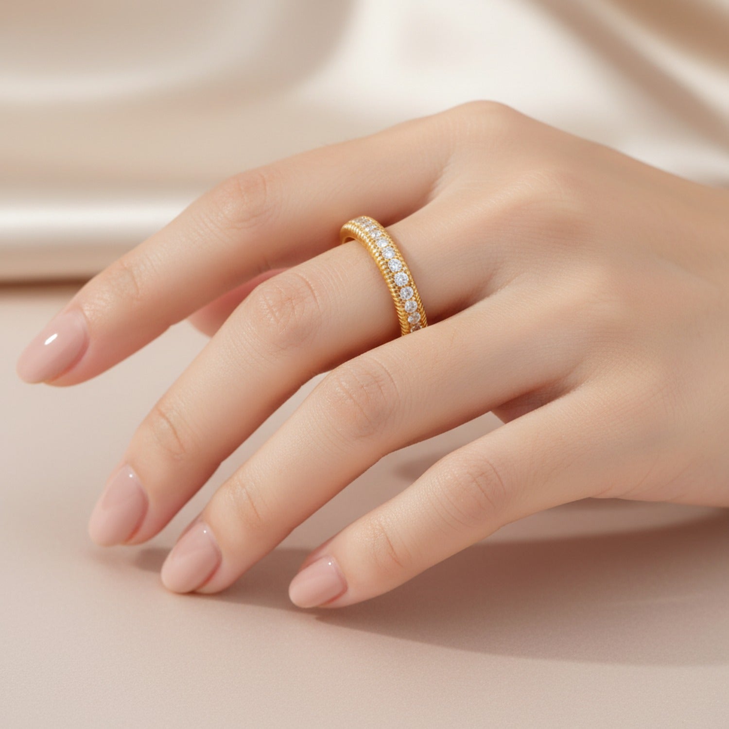 Gold Rhinestone Open Cuff Ring