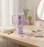 Purple Flower Pearl Tumbler Charm Bundle Set – novelty & toys (view 2)