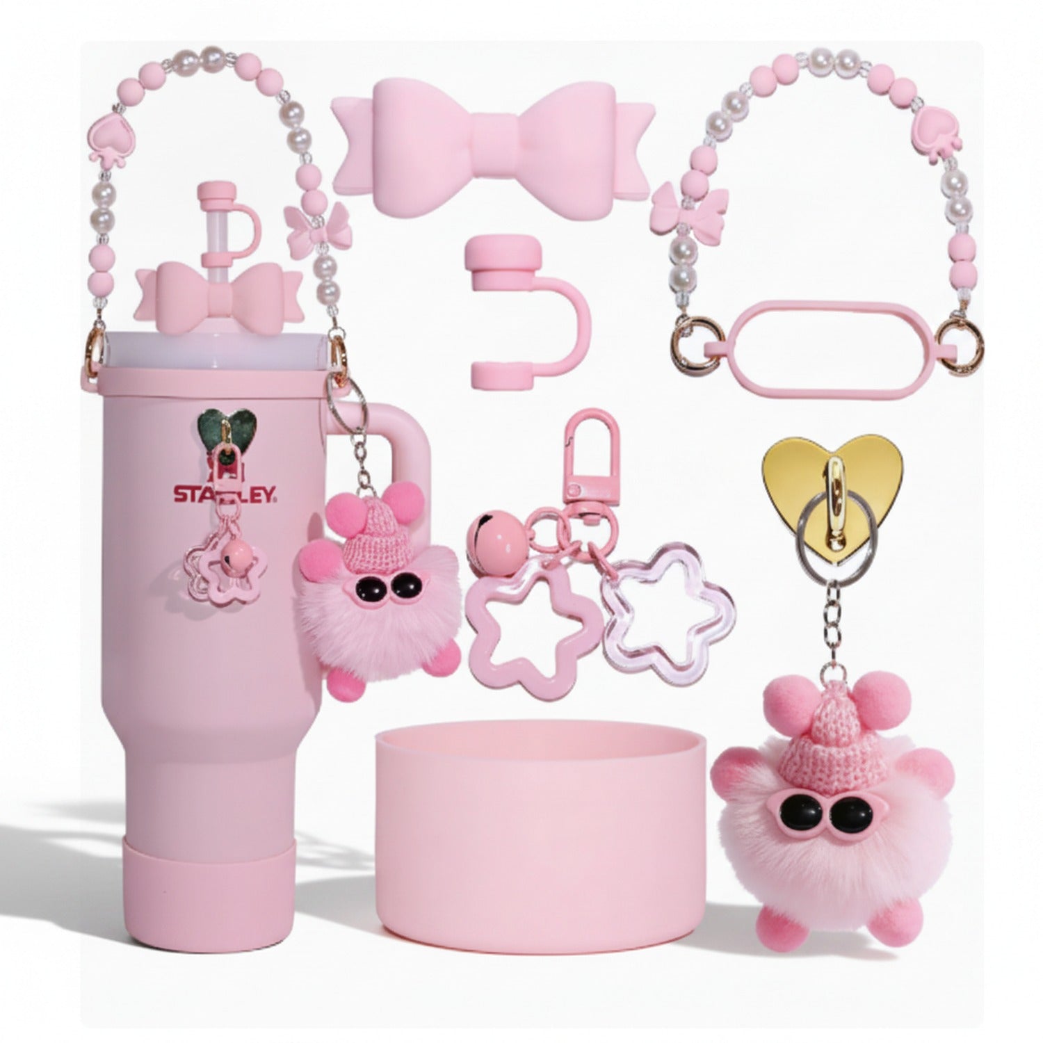 Fluffy Monster Charm Set - Pink – novelty & toys (view 1)