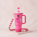 Daisy Flower Beaded Cup Charm Accessories Set - Magenta