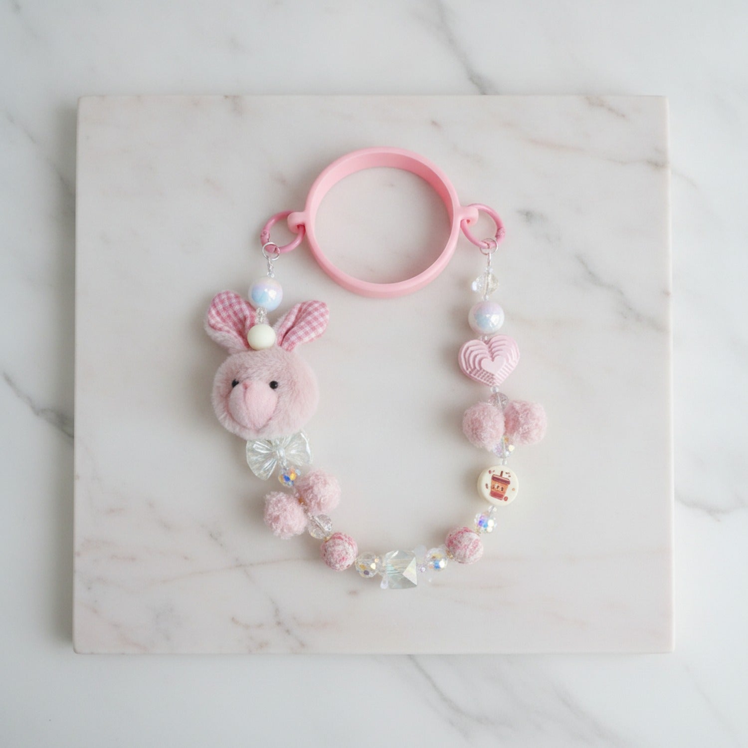 Fuzzy Bunny Charm Bag Clip Set