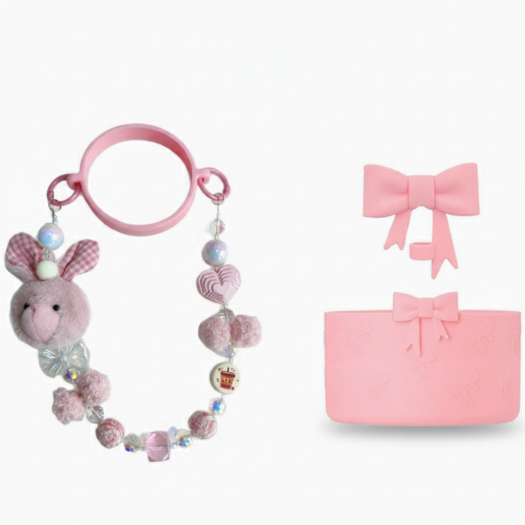 Fuzzy Bunny Charm Bag Clip Set – novelty & toys (view 1)