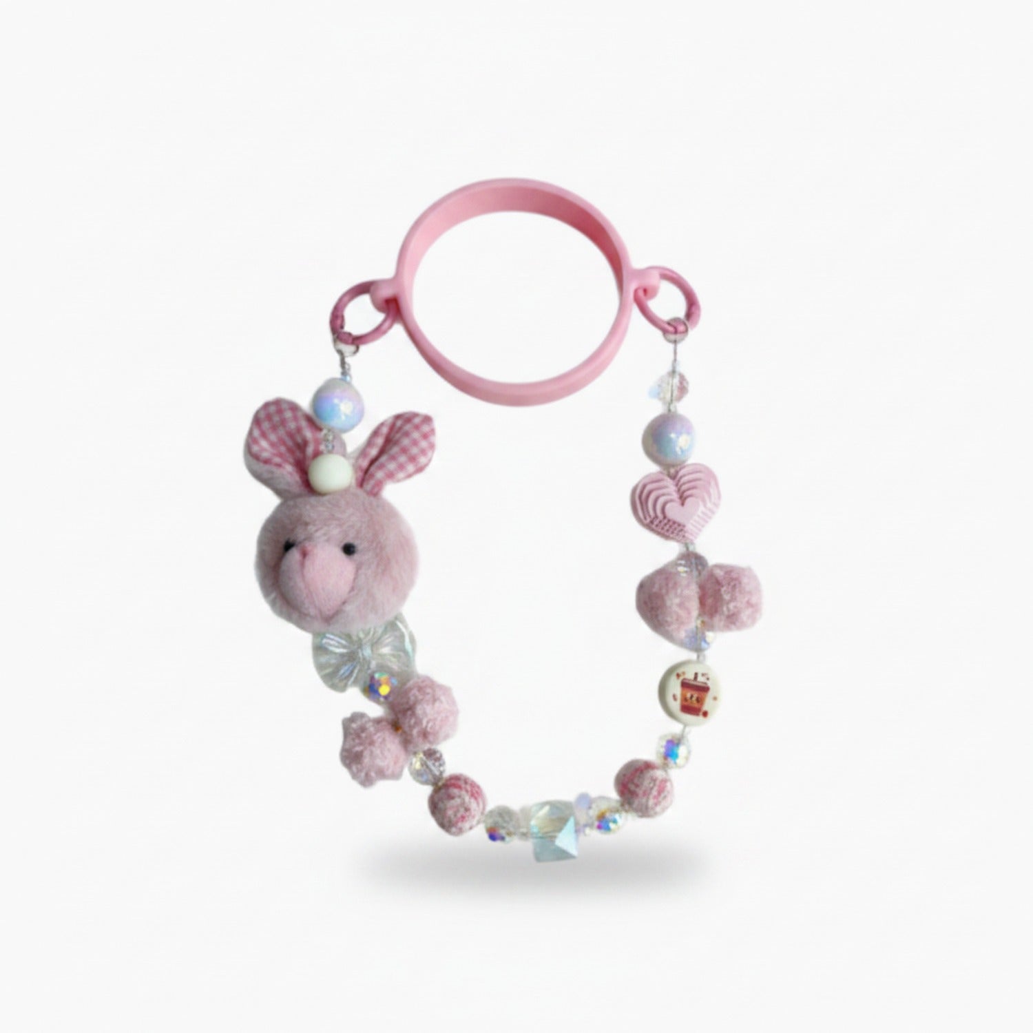 Fuzzy Bunny Charm Bag Clip Set