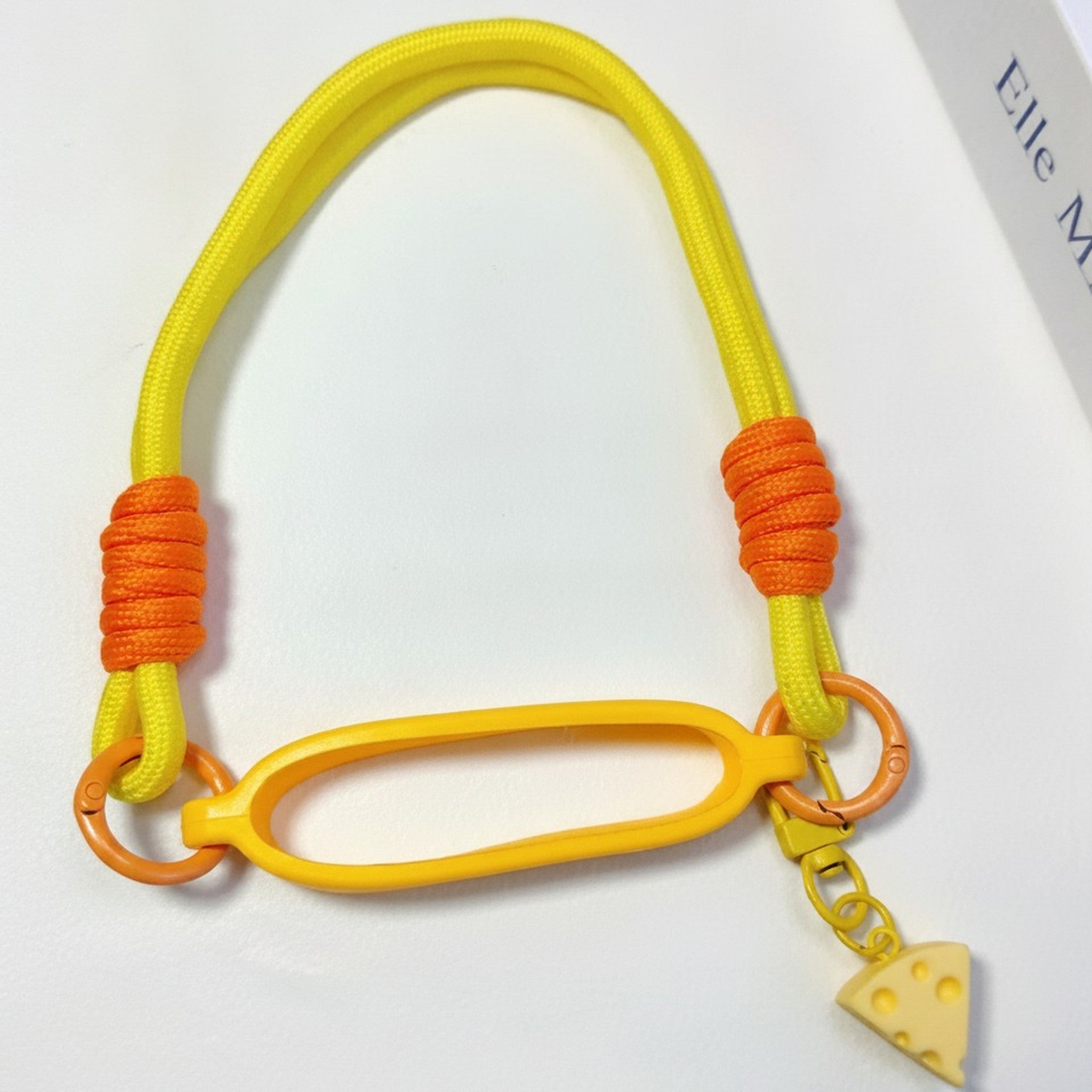 Braided Rope Oval Device Lanyard with Cheese Charm – tech (view 2)