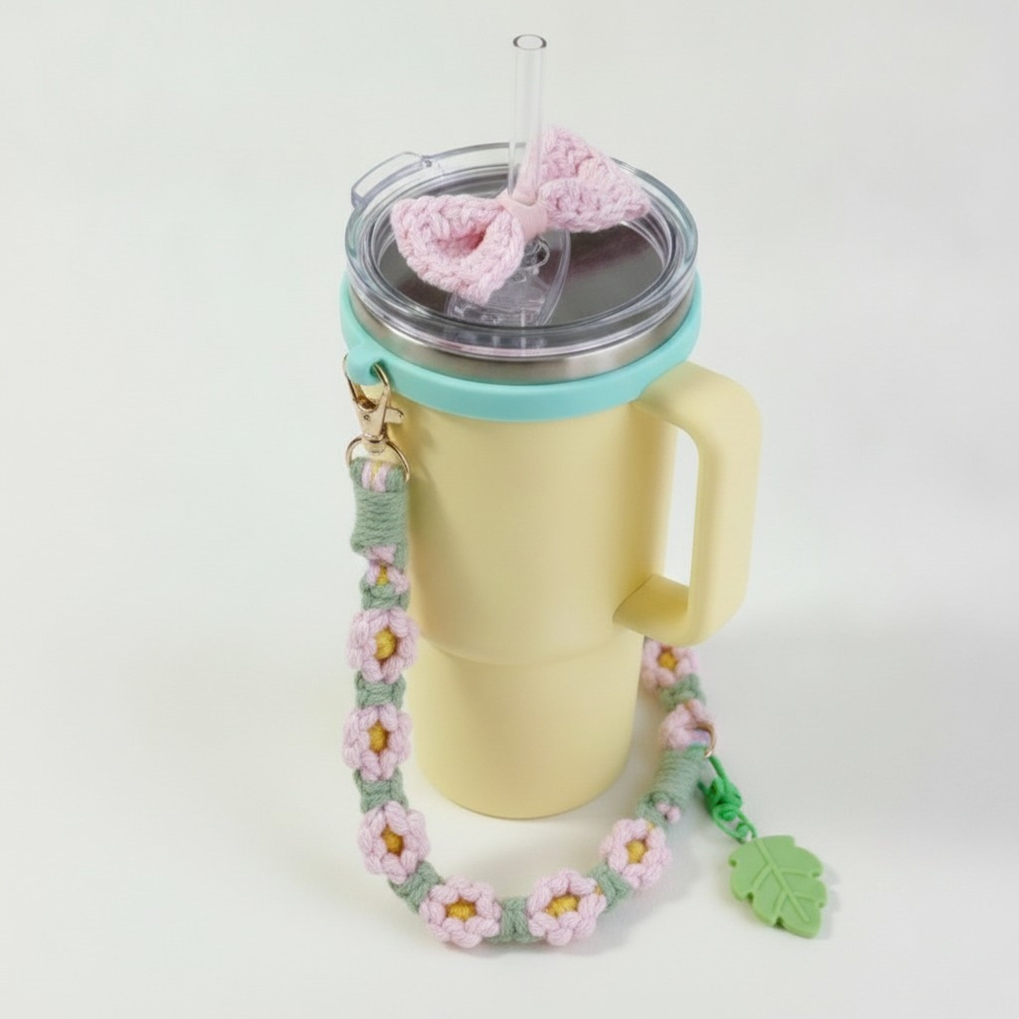 Knitted Daisy Cup Holder Lanyard – apparel accessories (view 4)