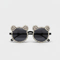 Rhinestone Bear Round Sunglasses - Rhinestone Bear Black – eyewear (view 1)