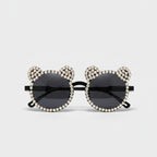 Rhinestone Bear Round Sunglasses - Rhinestone Bear Black – eyewear (view 1)