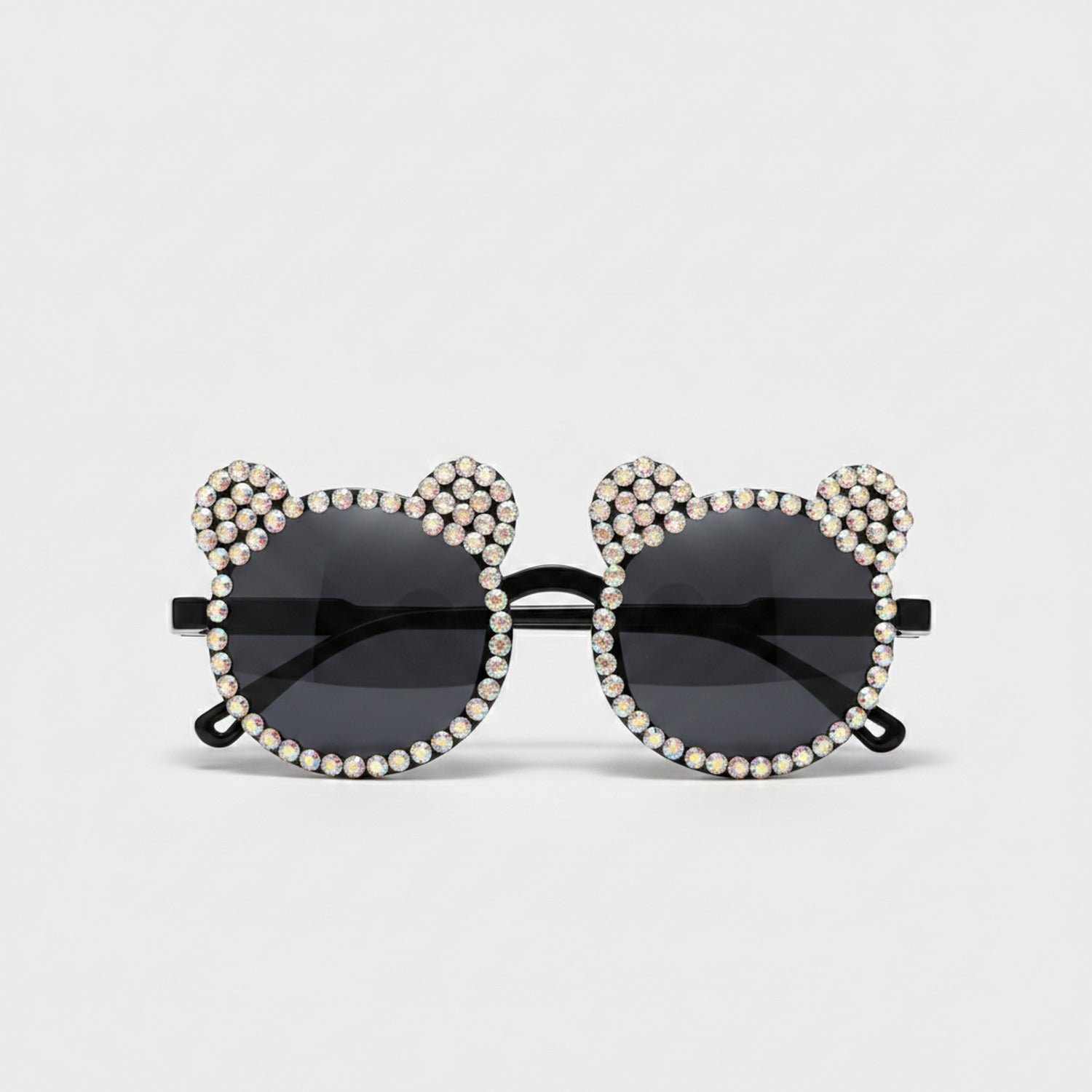 Rhinestone Bear Round Sunglasses - Rhinestone Bear Black – eyewear (view 1)