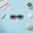 Rhinestone Bear Round Sunglasses - Iridescent Crystal Bear – eyewear (view 3)